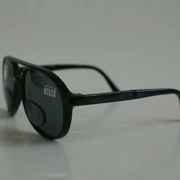 Vintage 90's Nylon Aviator Double Bridge Bi-Focal Polarized Sunglasses (S.Black) - Picture 3 of 5